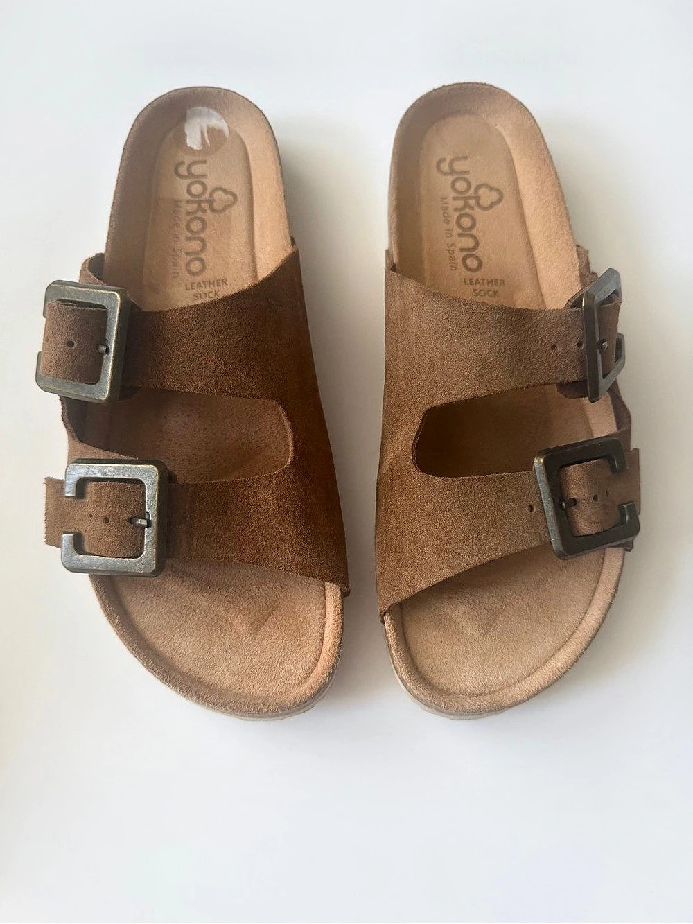 Yokono two strap suede slide sandals. Women’s size 9